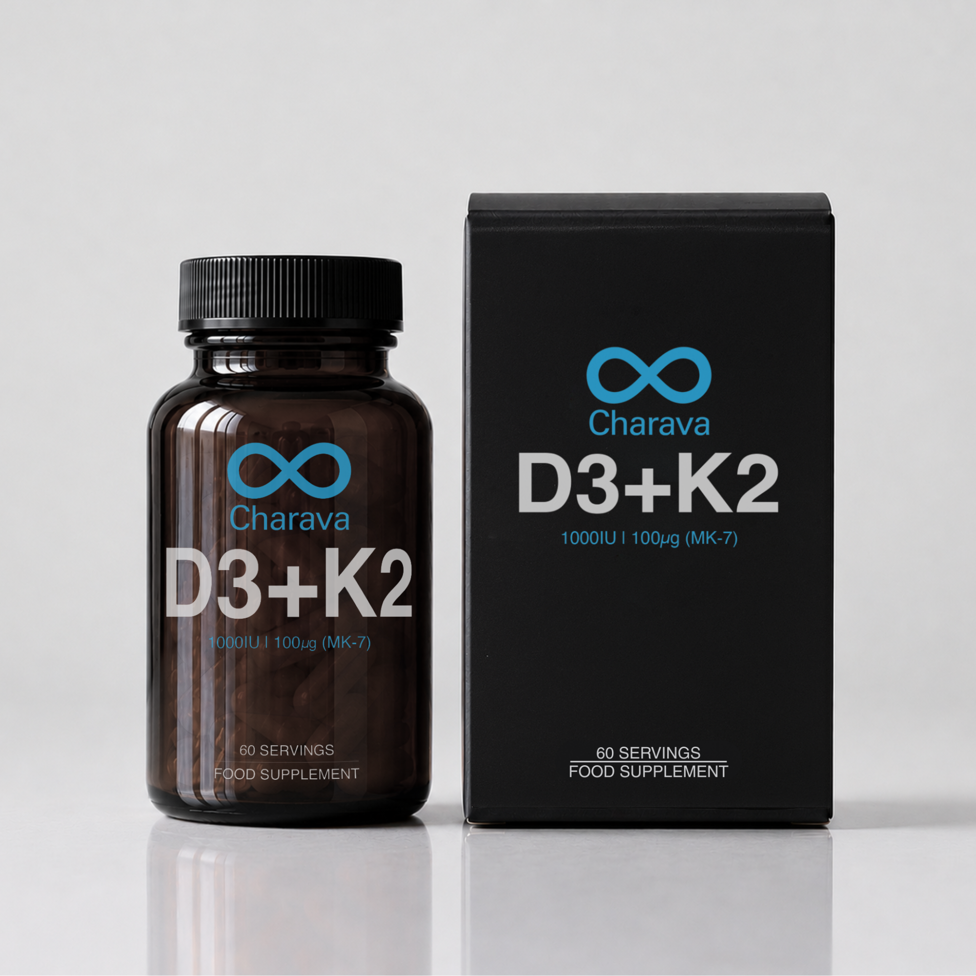 Charava Vitamin D3 (1000IU) + K2 (MK-7) (100 IU)