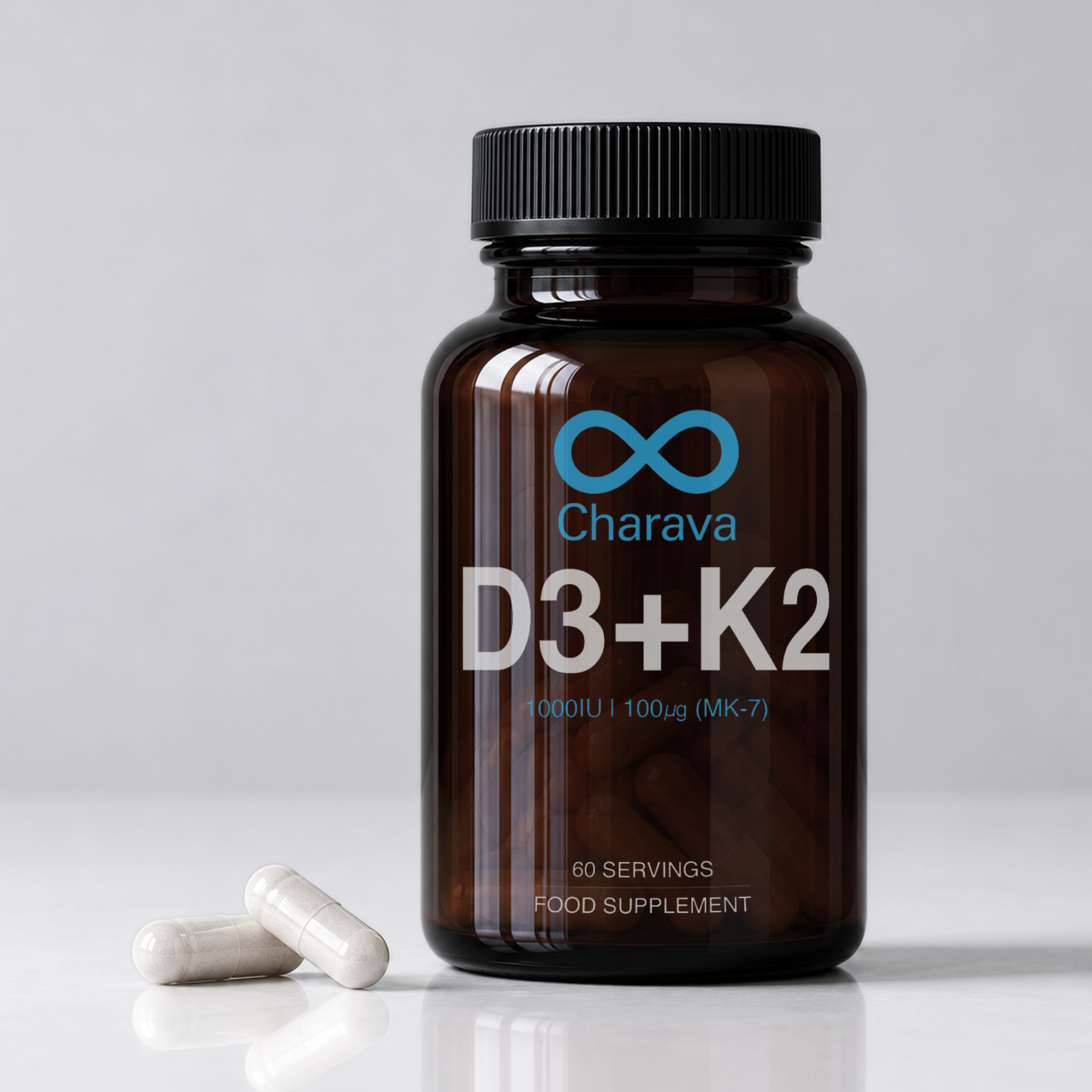 Charava Vitamin D3 (1000IU) + K2 (MK-7) (100 IU)