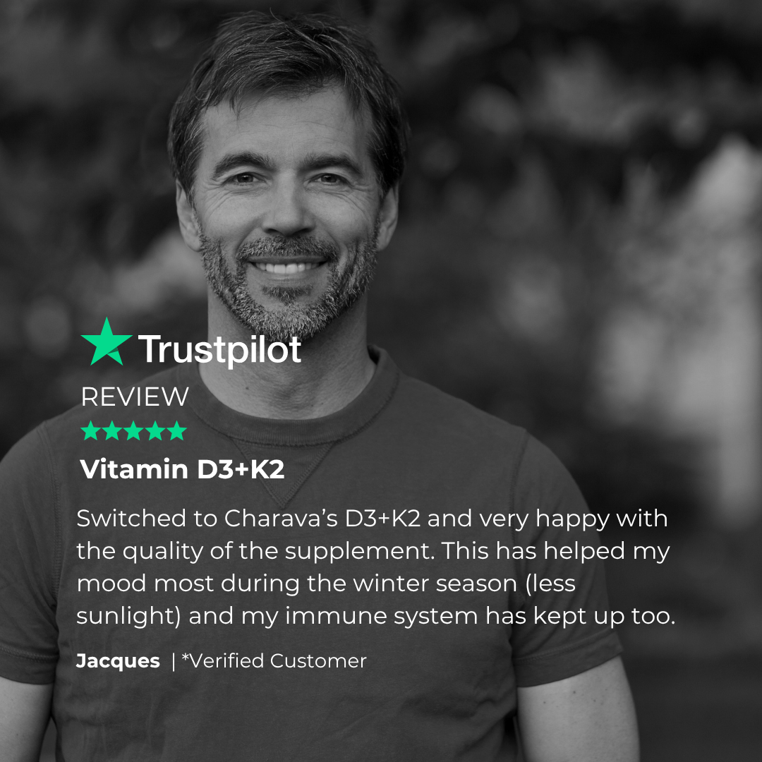 Charava Vitamin D3 (1000IU) + K2 (MK-7) (100 IU)