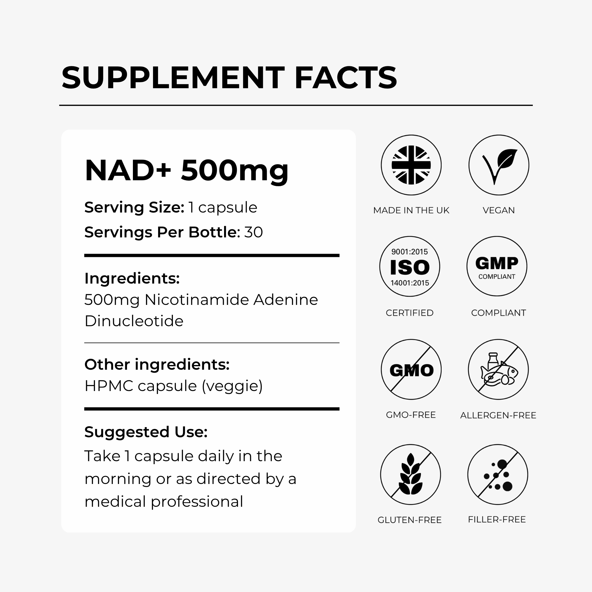 Charava NAD+ 500mg - NAD Supplements South Africa - Nicotinamide Adenine Dinucleotide