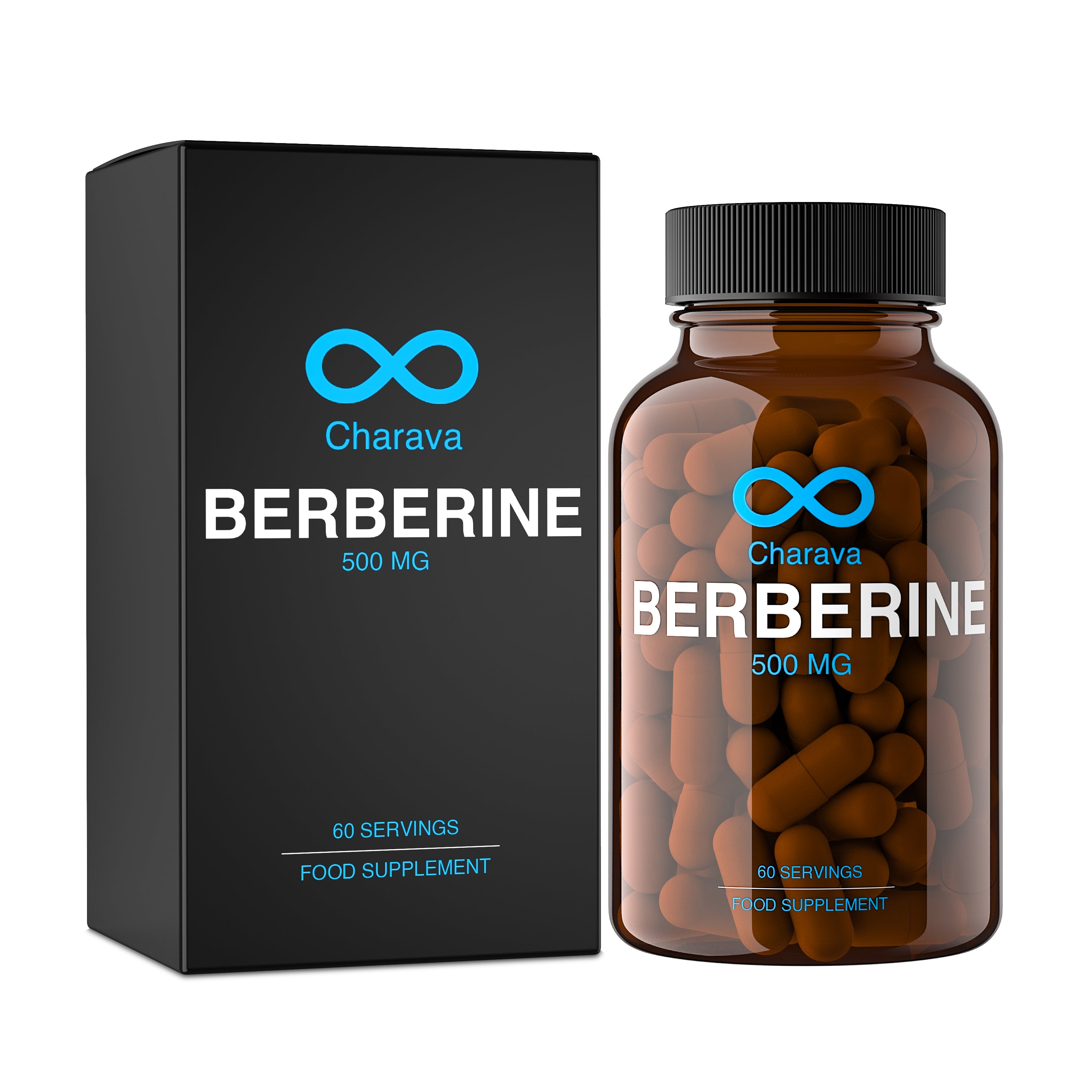 Charava South Africa Berberine 500mg Box and Bottle