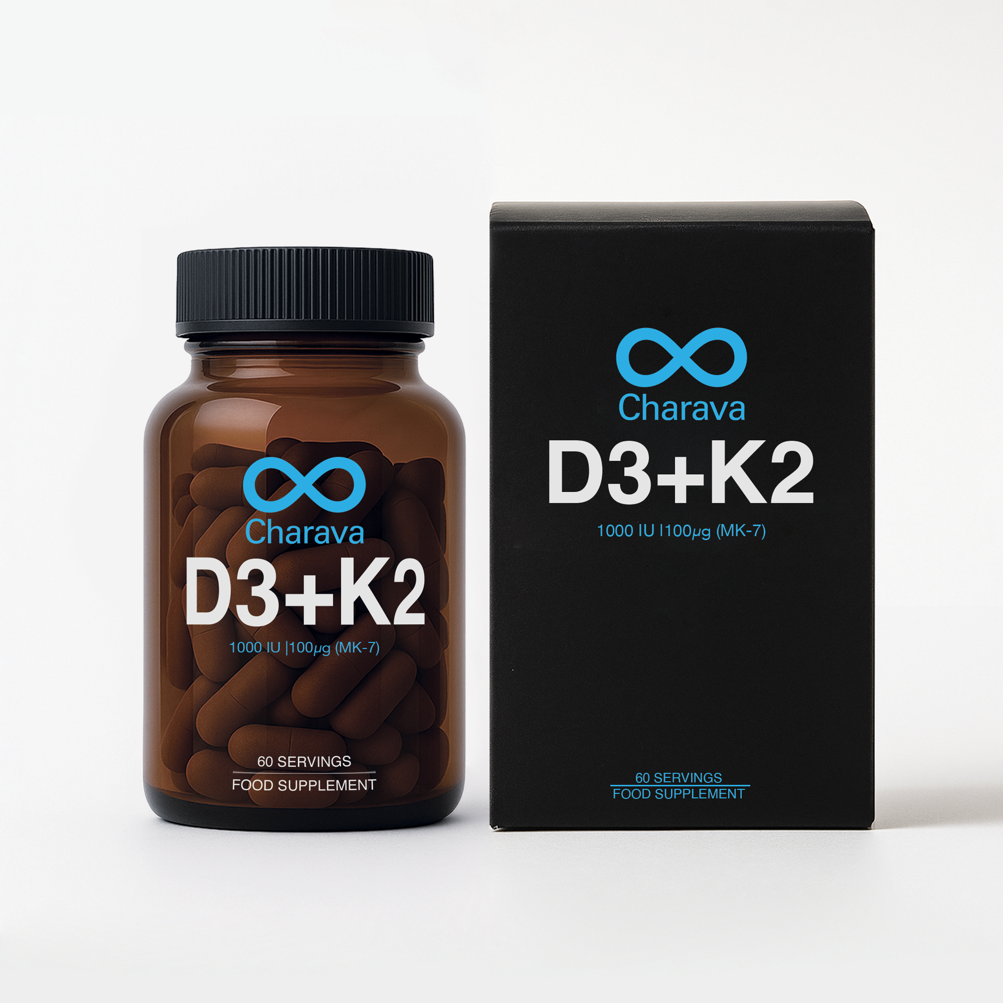 Charava Vitamin D3 (1000IU) + K2 (MK-7) (100 IU)